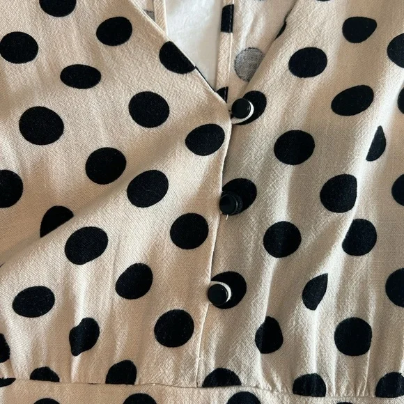 Zara Black and Cream Polka Dot Romper - Picture 4 of 6